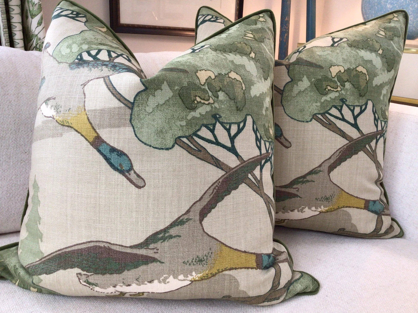 Lee Jofa “Flying Ducks in Emerald pillow cover(s) | Etsy (Global)