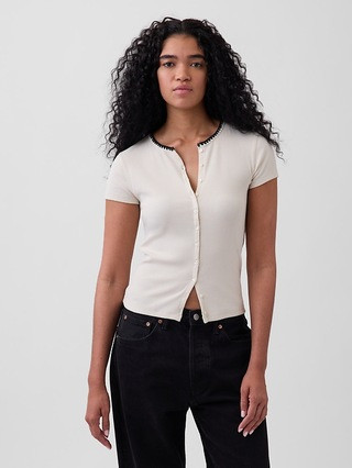 Modern Rib Button-Front Crew T-Shirt | Gap (US)