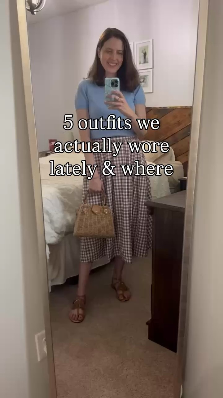 5 outfits we actually wore lately and where from twin sisters, who both work from home and love, classic everyday outfits