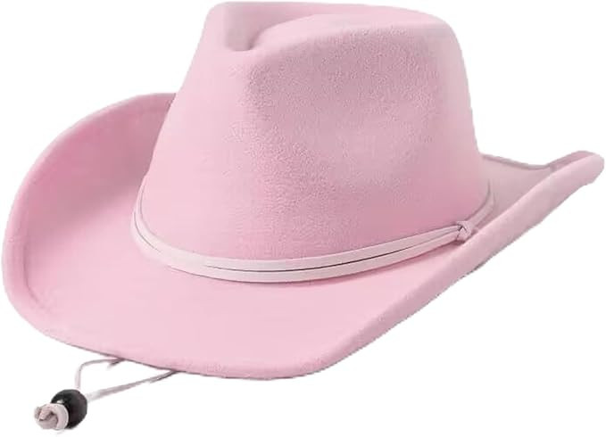 Lanzom Kids Girls Boys Retro Felt Wide Brim Western Cowboy Cowgirl Hat Dress Up Hat with Wind Lan... | Amazon (US)