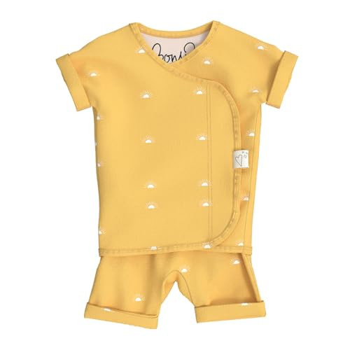 Bonsie Skin to Skin Babywear Romper - Yellow Baby Shorts Bodysuit with Sun Pattern - Sunrise (Rayon from Bamboo, 0-3 Months) | Amazon (US)
