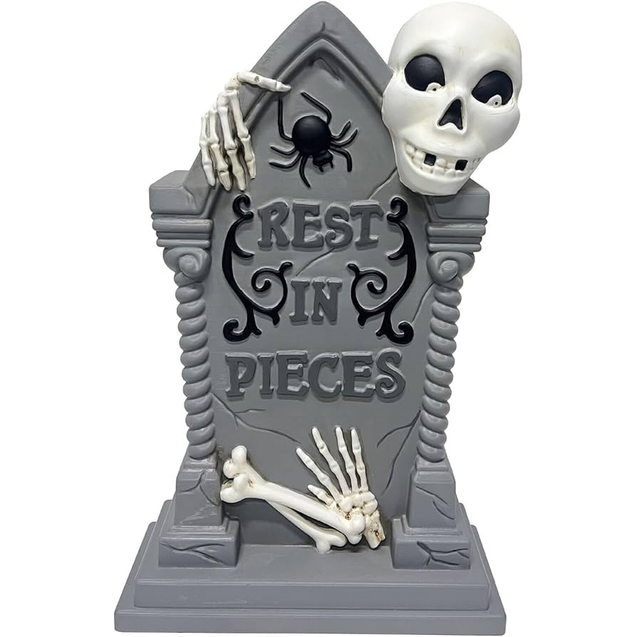 Haunted Hill Farm 2-Ft Tombstone with Skeleton Blow Mold, Light Up Halloween Decoration & Prop, I... | Amazon (US)