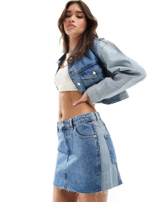 Mango mixed denim mini co-ord skirt in blue | ASOS | ASOS (Global)