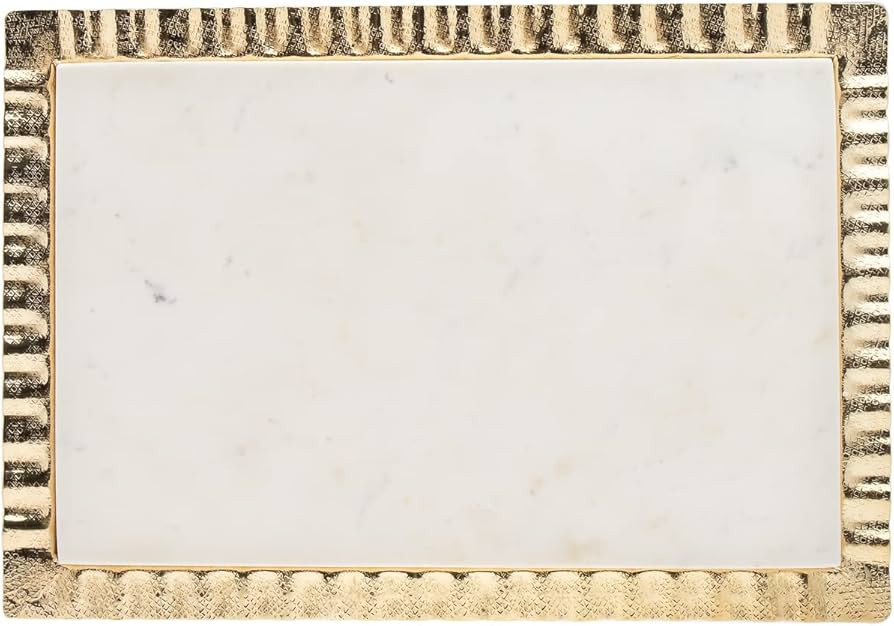 Godinger Marble Serving Tray for Appetizers Desserts Hors D'vour Dish Ripple Gold 16X12 | Amazon (US)