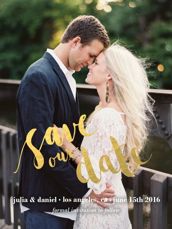 Personalized Printable Save-The-Date Wedding Invitations - Modern Brush Calligraphy | Etsy (US)