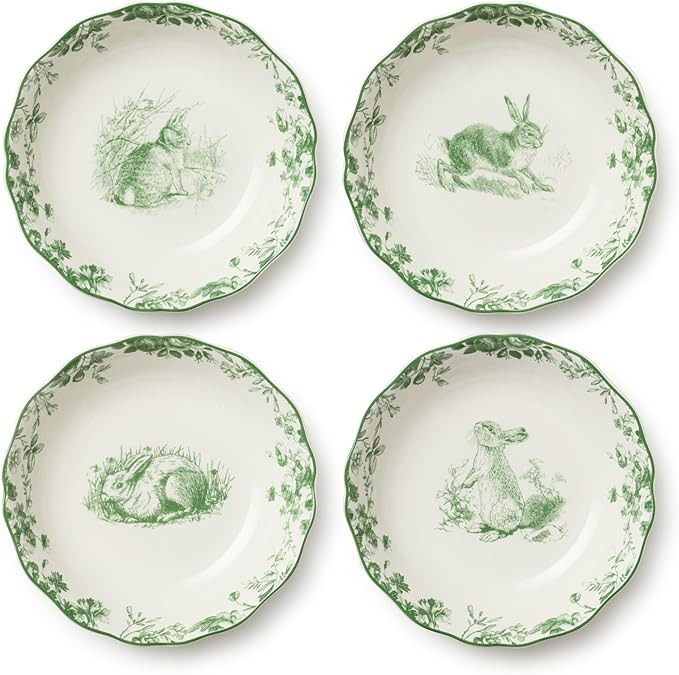 Le Jardin 8 Inch SOUP/CEREAL BOWLS SET OF 4 – 26oz Bunny Stoneware Bowls for Pasta, Soups, Sala... | Amazon (US)