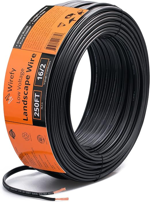 Wirefy 16/2 Low Voltage Landscape Wire 250 ft | Low Voltage Landscape Lighting Wire | Pure Copper... | Amazon (US)