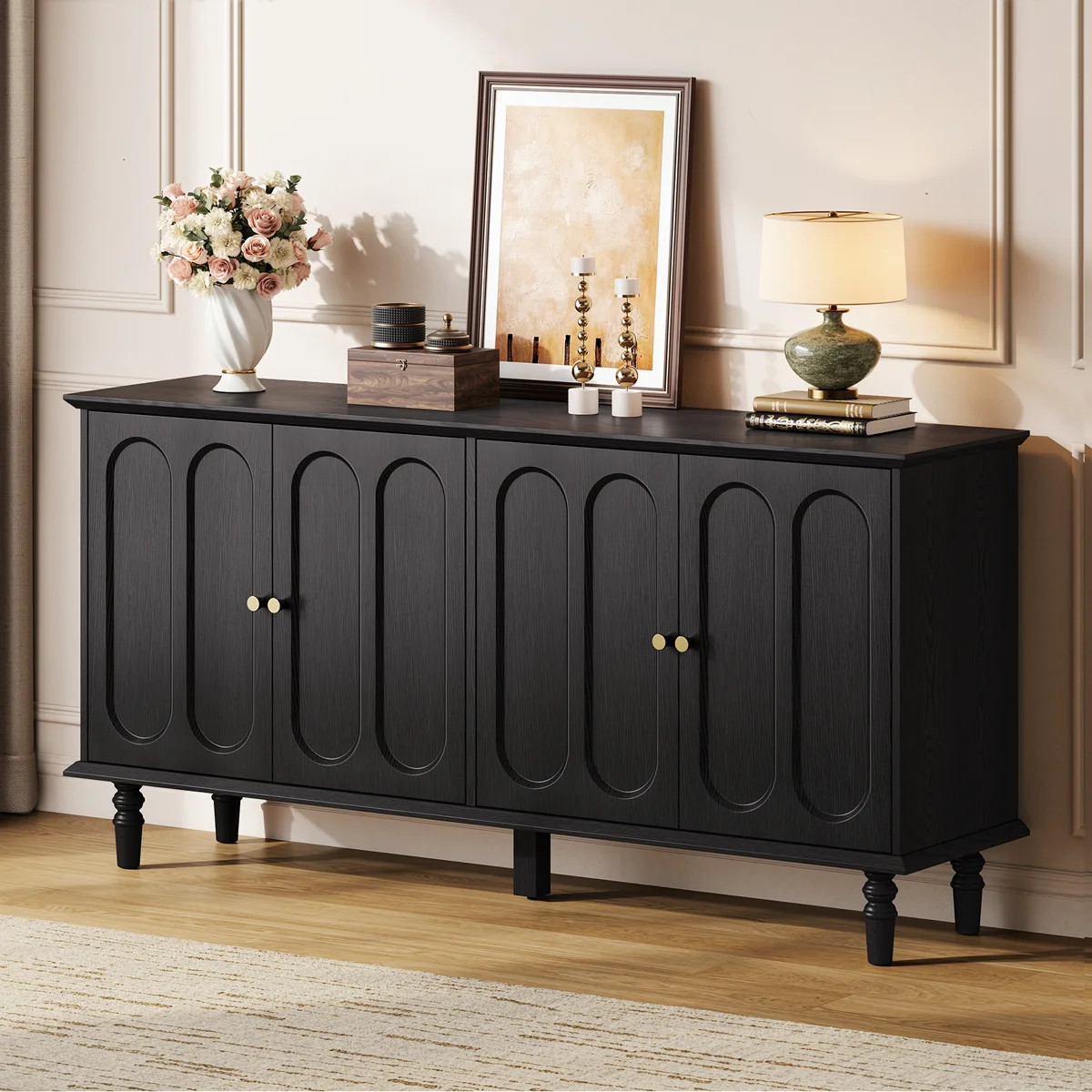 63" Sideboard Buffet With 4  Doors & Adjustable Shelves | Wayfair North America