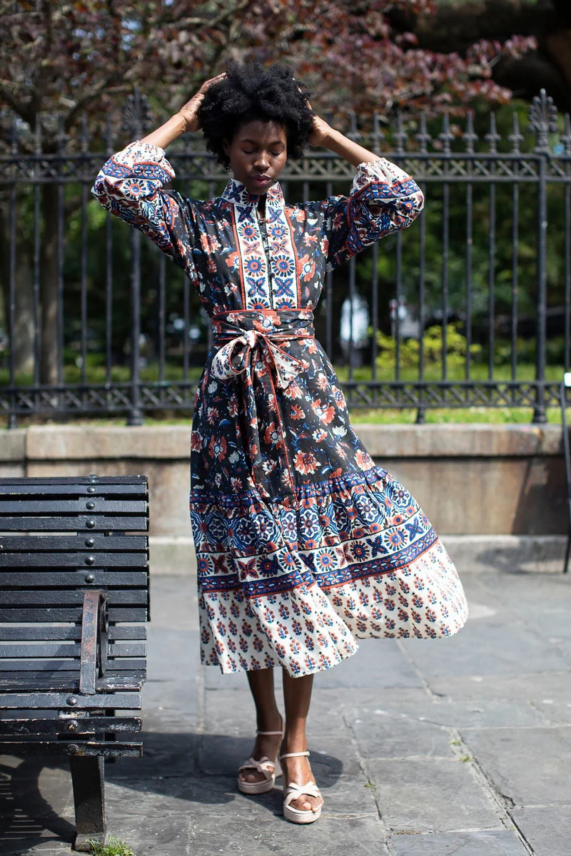 Sue Sartor Flounce™️ | Cinnabar/Blue/Black Garden Party Print | SUE SARTOR