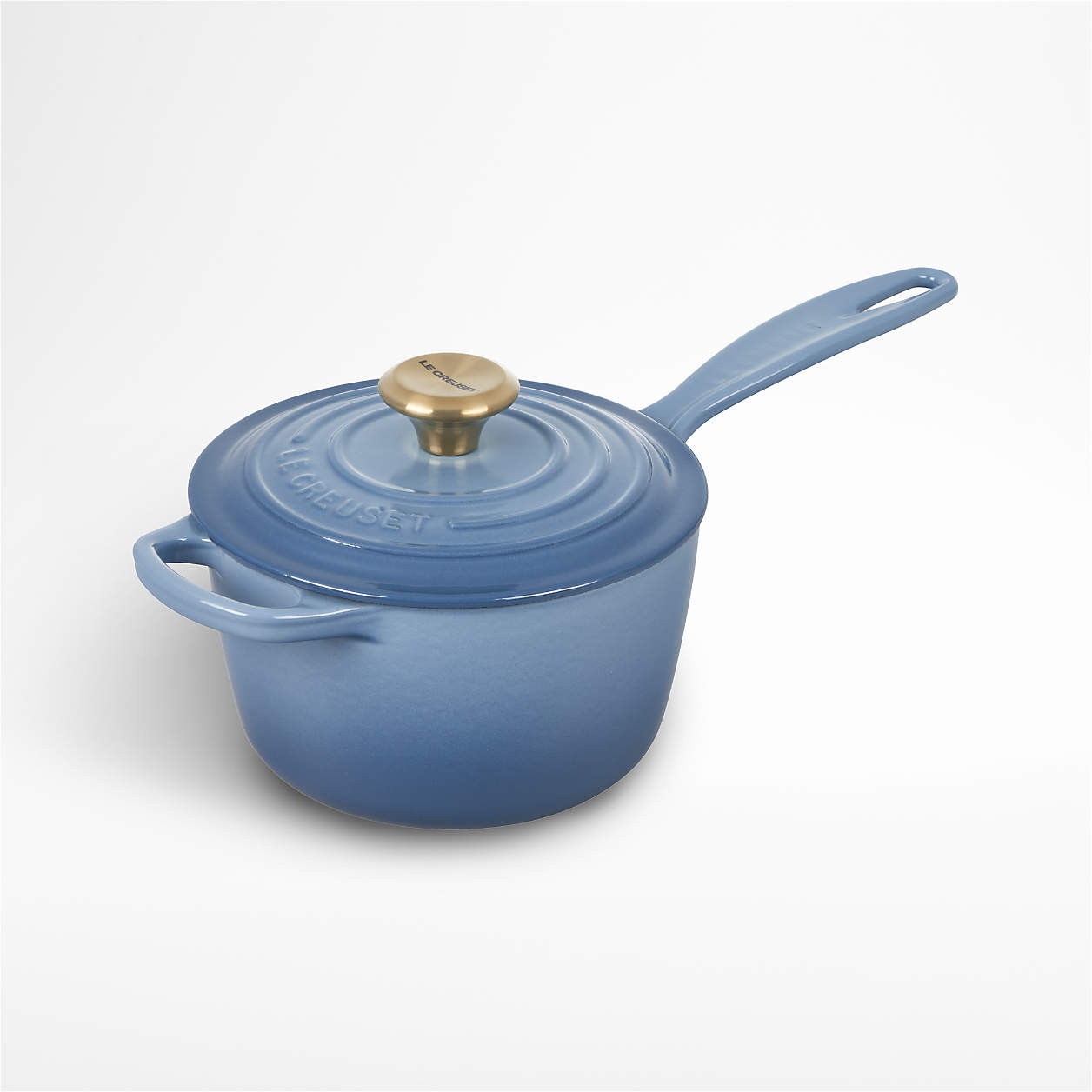Le Creuset Signature 1.75-Qt. Chambray Enameled Cast Iron Saucepan with Lid + Reviews | Crate & B... | Crate & Barrel