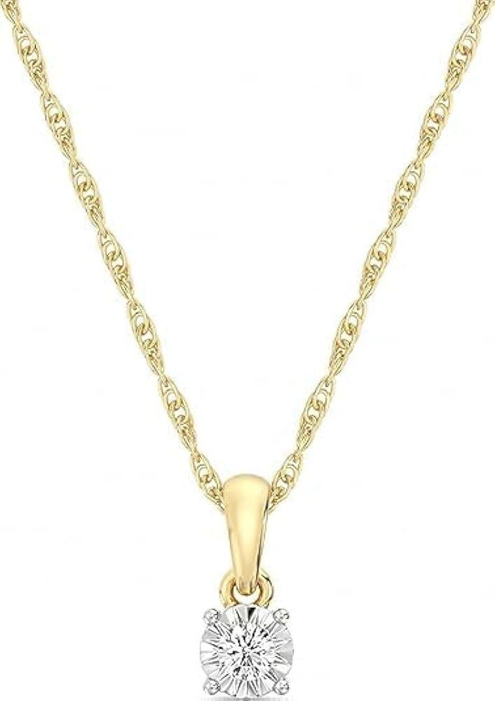 GILDED Round Solitaire 1/10 to 1 Cttw Lab-Grown Diamond Pendant Necklace, Sterling Silver and14KT... | Amazon (US)