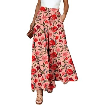 Dokotoo Pants for Women Casual Elastic Waist Wide Leg Pants with Pockets | Amazon (US)