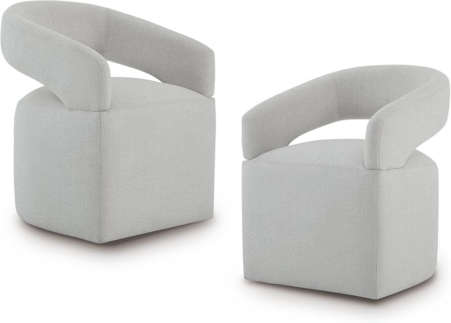 Upholstered Dining Chairs with Casters Modern Barrel Side Armchair with Rollers for Diningroom Be... | Amazon (US)