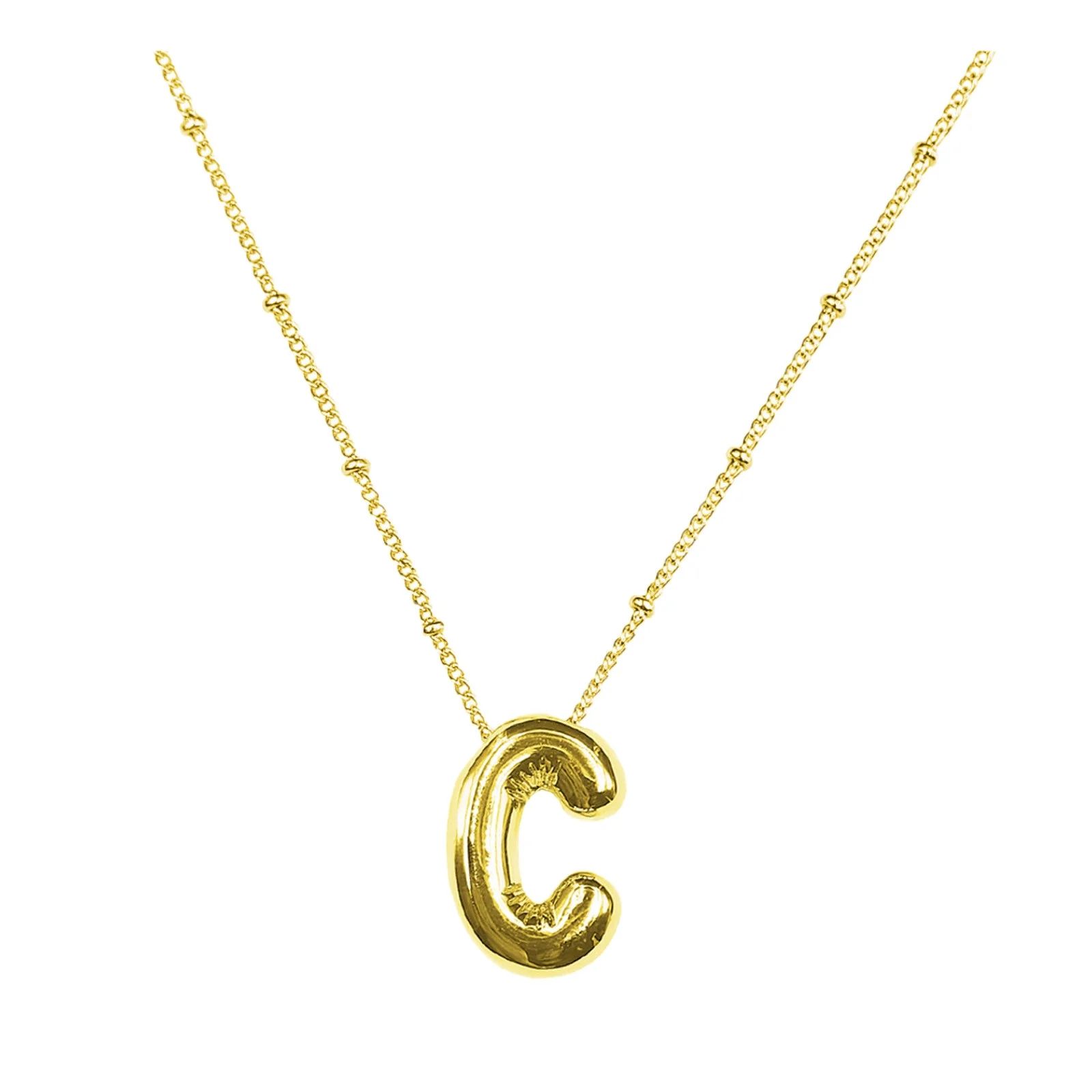 Exquisite Gold Plated Balloon Initial Necklaces for Women Bubble Letter Name Alphabet Pendant Nec... | Walmart (US)