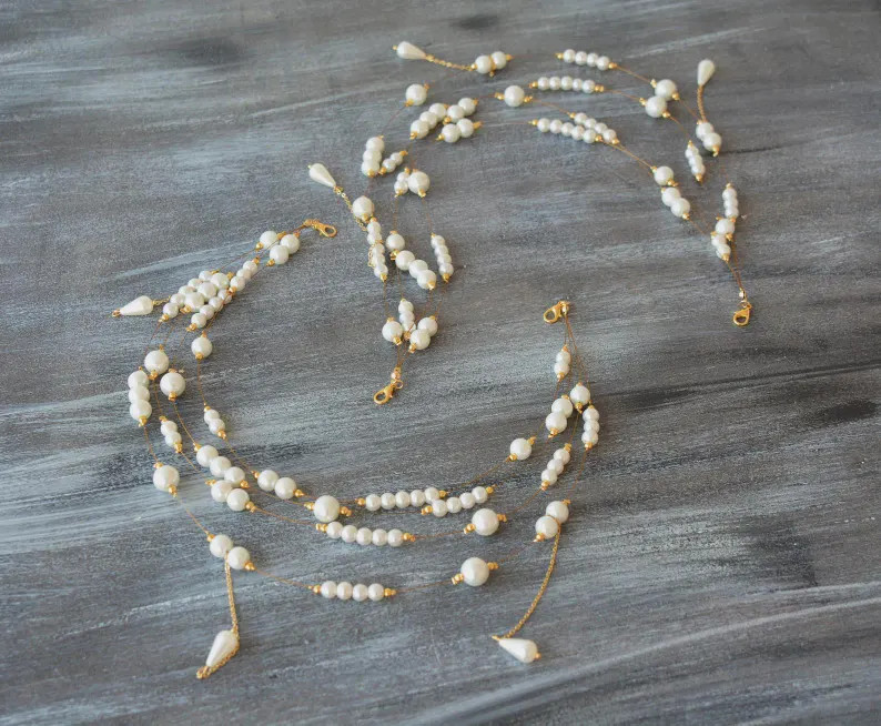 Modern Bridal Pearl Shoulder Necklace, Back Drop Wedding Jewelry | Etsy (Global)