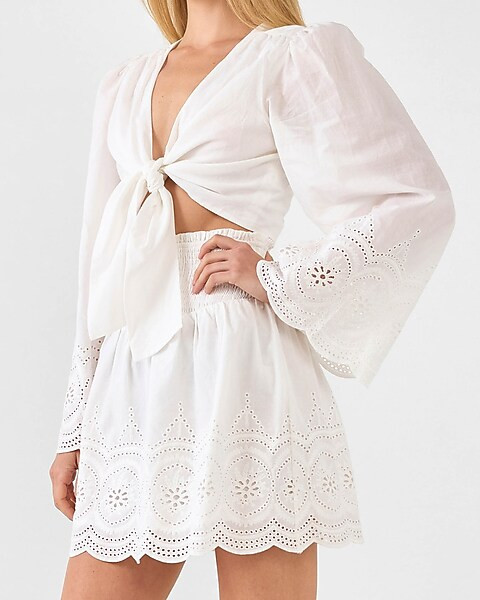 Free The Roses Front Tie Laced Crop Top | Express