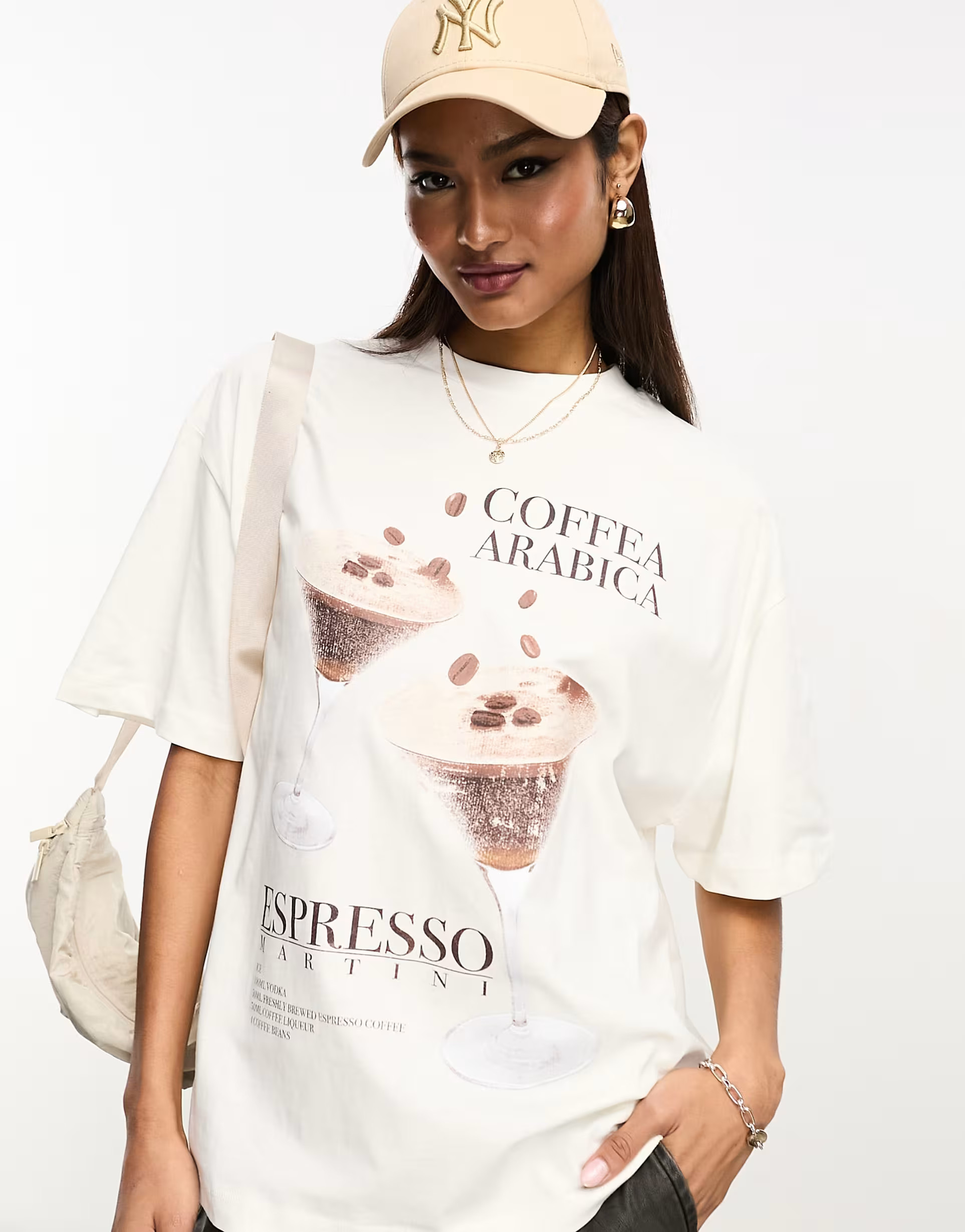 ASOS DESIGN oversized t-shirt with espresso martini graphic in cream | ASOS (Global)
