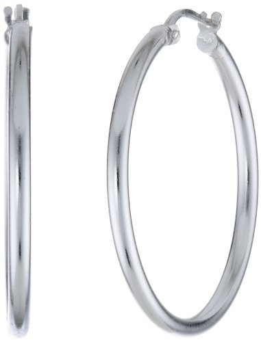 Amazon Essentials Sterling Silver Round Tube Hoop Earrings (2 mm, 1.1" Diameter) | Amazon (US)