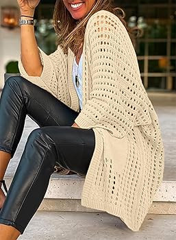 Sidefeel Womens Lightweight Open Front Knit Cardigan with Pockets | Amazon (US)