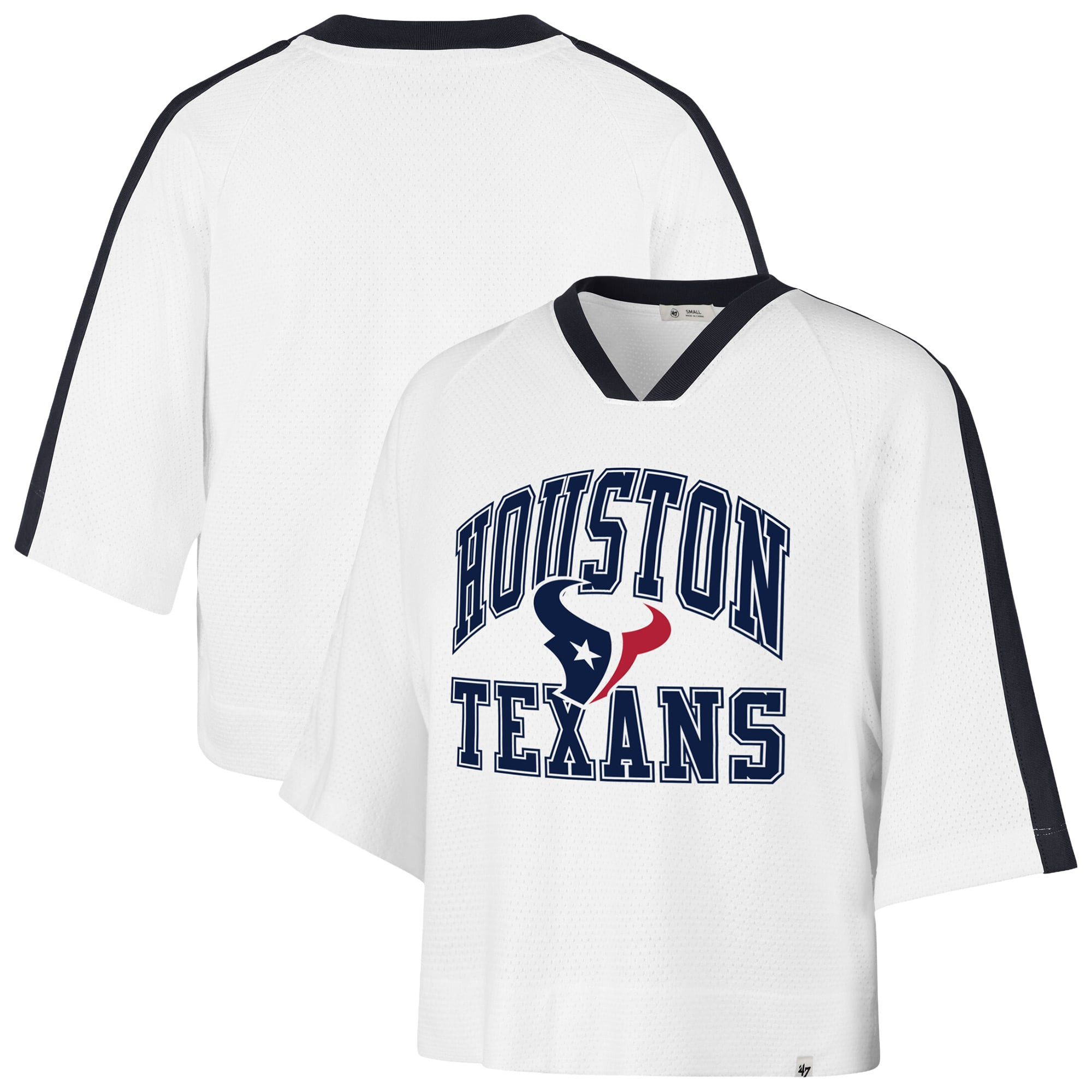 Houston Texans '47 Women's Big Overarch Drop Needle Raglan V-Neck T-Shirt - White | Fanatics