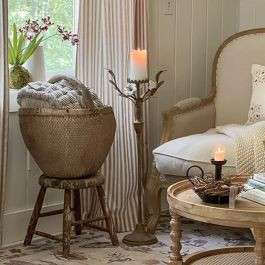 Handled Round Vintage Willow Basket | Antique Farm House