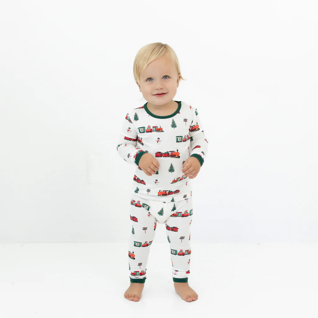 Long Sleeve Pajamas in Holiday Train | Kyte BABY