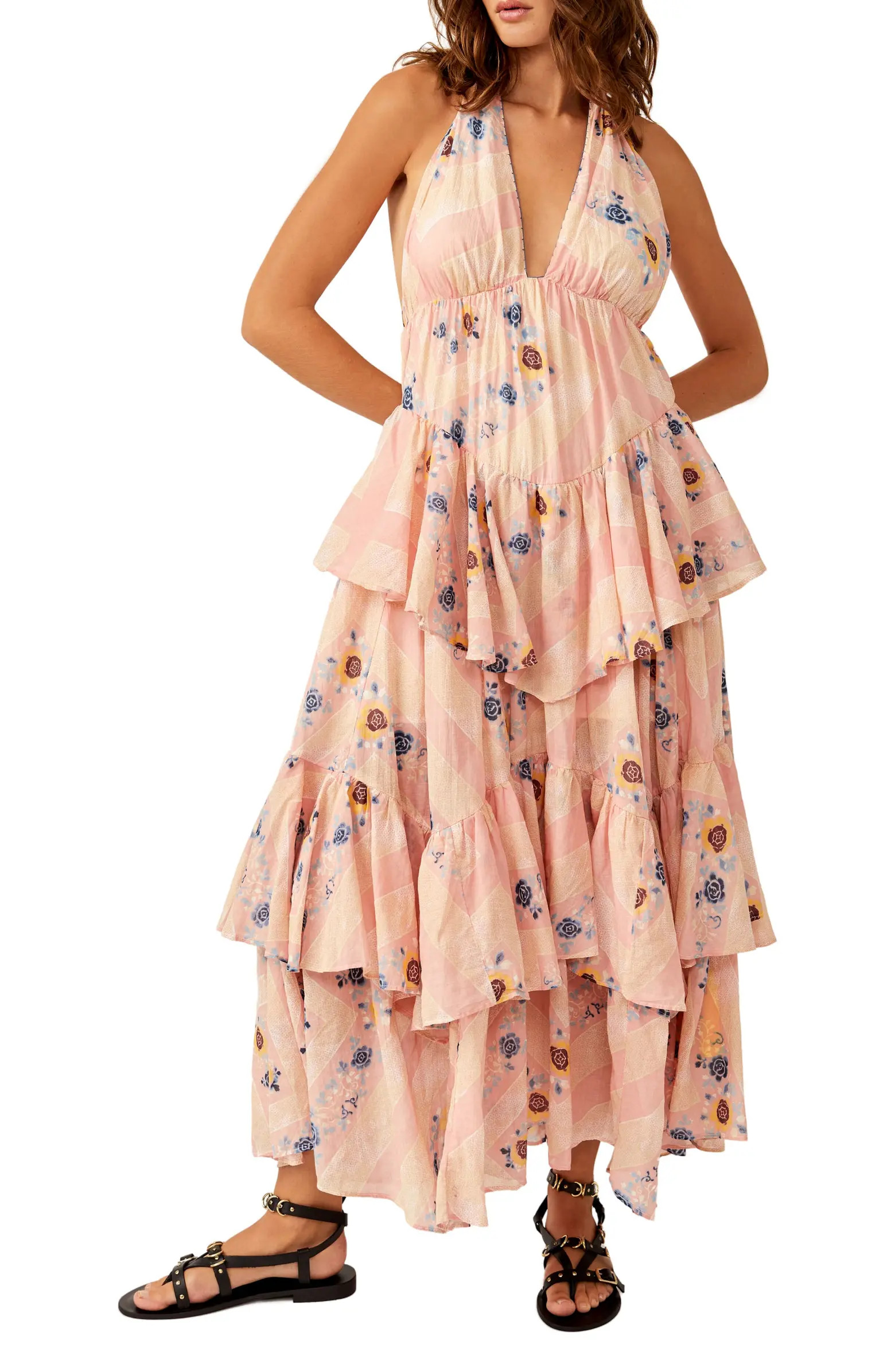 Free People Stop Time Floral Tiered Ruffle Cotton Maxi Dress | Nordstrom | Nordstrom