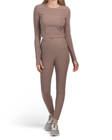 Ribbed Crossover Long Sleeve Leggings Set | TJ Maxx