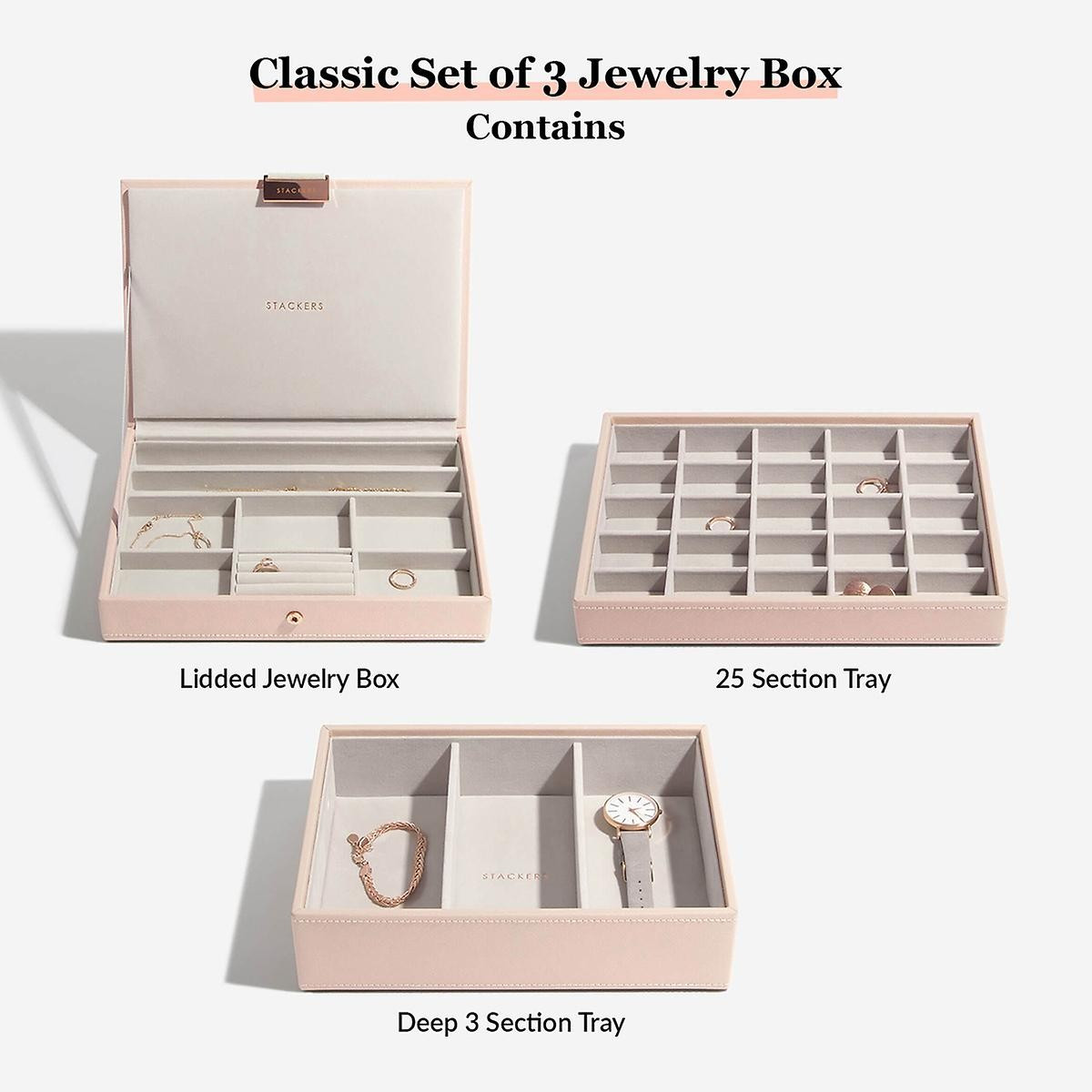 Stackers Blush Classic Jewelry Box Set of 3 | The Container Store