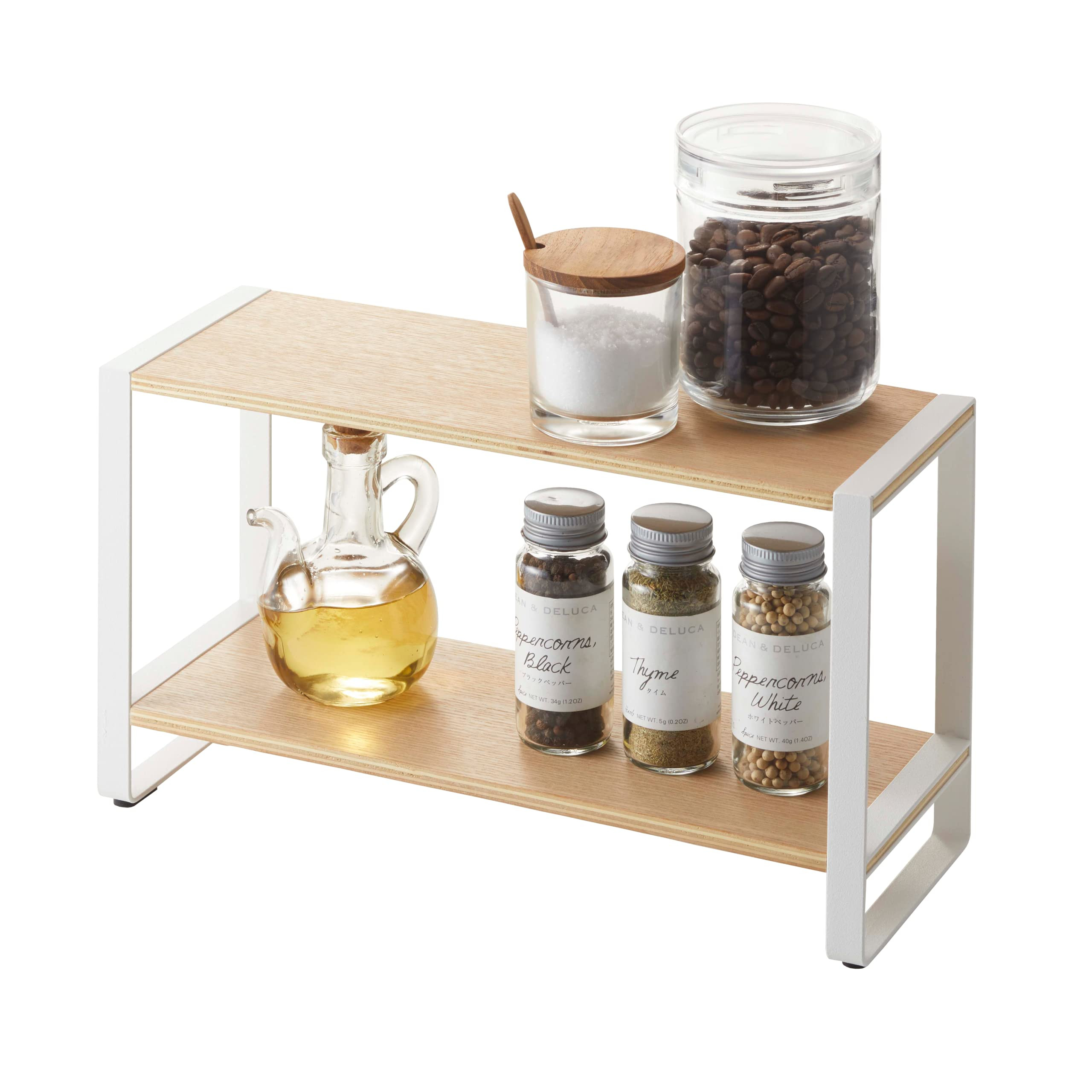 Yamazaki Home Tosca Kitchen Rack - Counter Storage Shelf Organizer - Steel + Wood | Amazon (US)