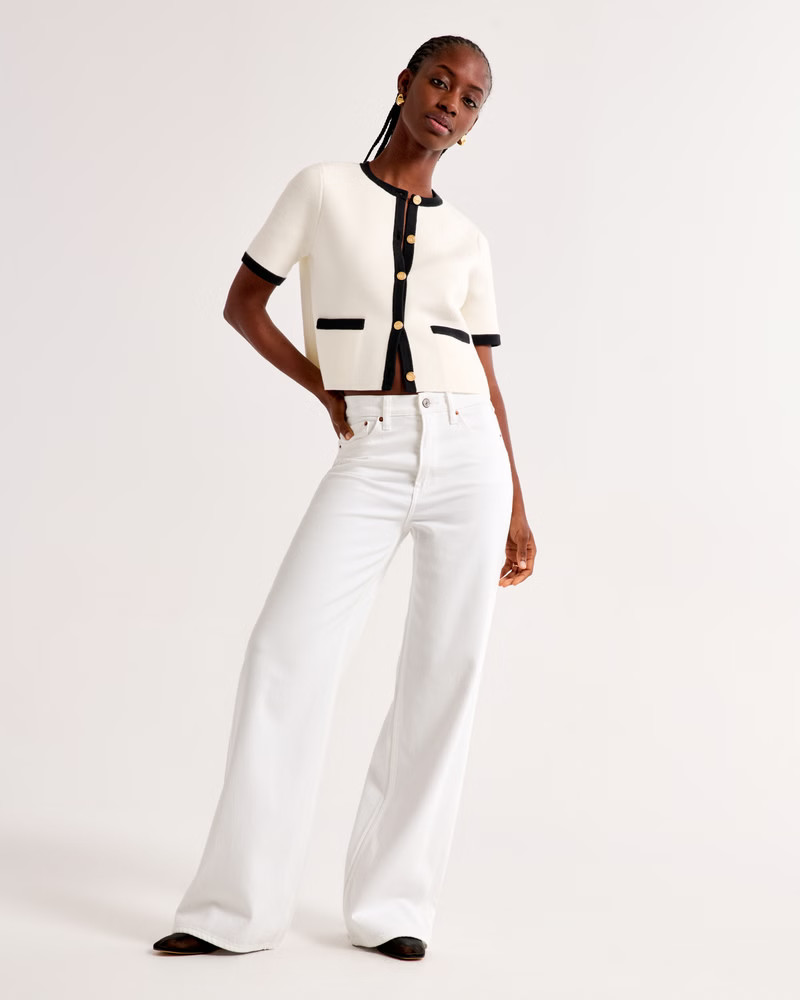 LuxeLoft Short-Sleeve Cardigan | Abercrombie & Fitch (US)