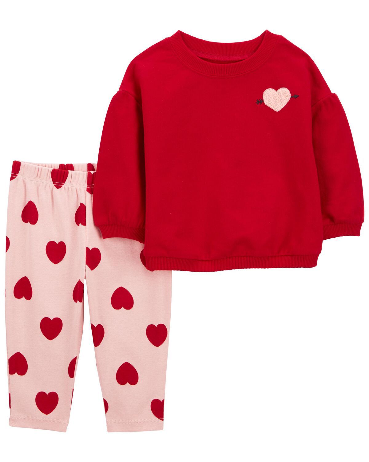 Red/Pink Baby 2-Piece Heart Sweatshirt & Pant Set | carters.com | Carter's