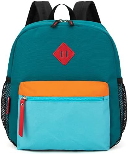 HawLander Preschool Kids Backpack, 12 inch Toddler Backpacks for Boys with Chest Strap, Blue Green | Amazon (US)