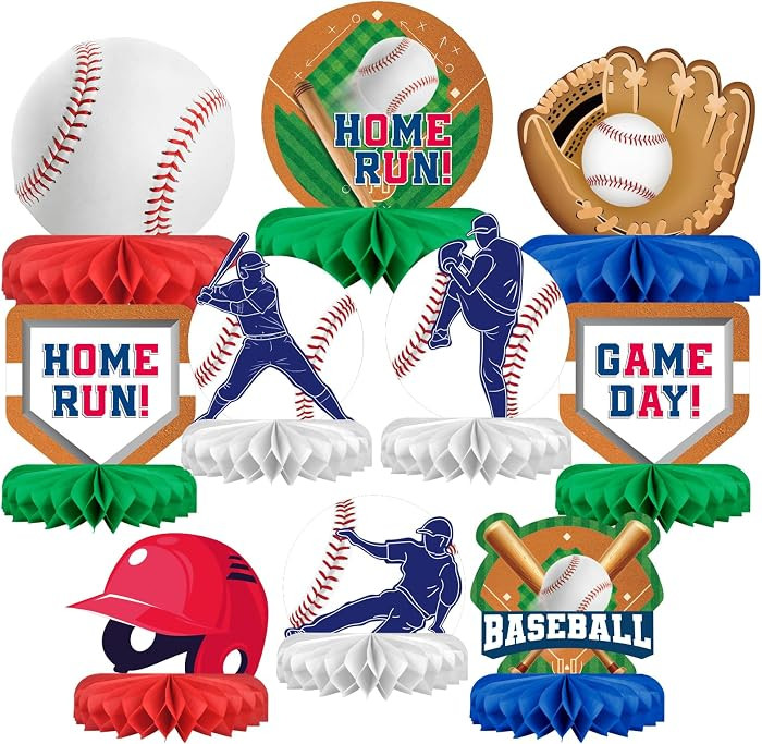 Baseball Party Supplies:Baseball-Themed Honeycomb Centerpiece for Baseball Birthday & Gameday Cel... | Amazon (US)