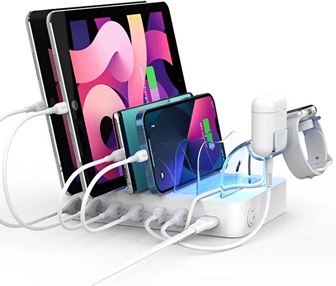 SooPii Premium 6-Port USB Charging Station Organizer for Multiple Devices, 6 Short Charging Cable... | Amazon (US)