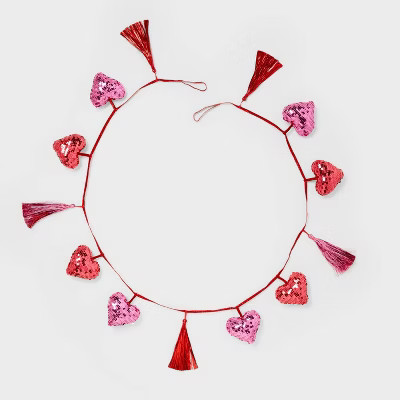 Valentine's Day Stuffed Heart Garland with Tassels - Spritz™ | Target