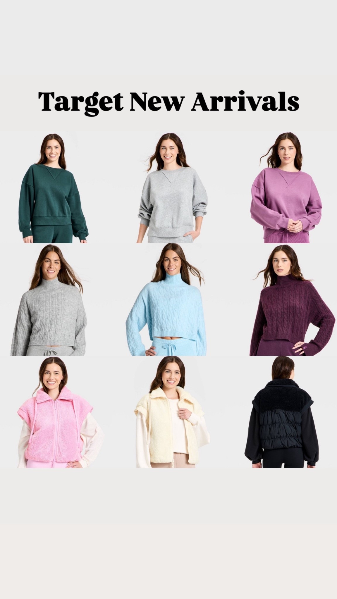 Target new arrivals 
Sweatshirts
Pullovers
Sweaters
Vests 

#LTKGiftGuide #LTKFindsUnder50 #LTKHoliday