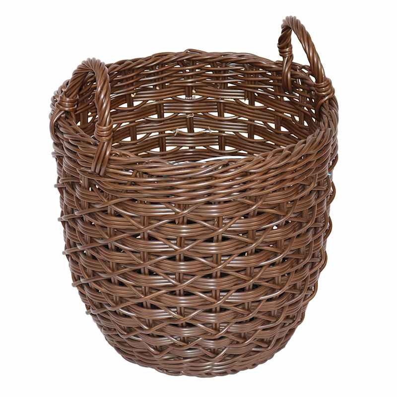 Chocolate Bonnie Round Rattan Basket, Medium | At Home