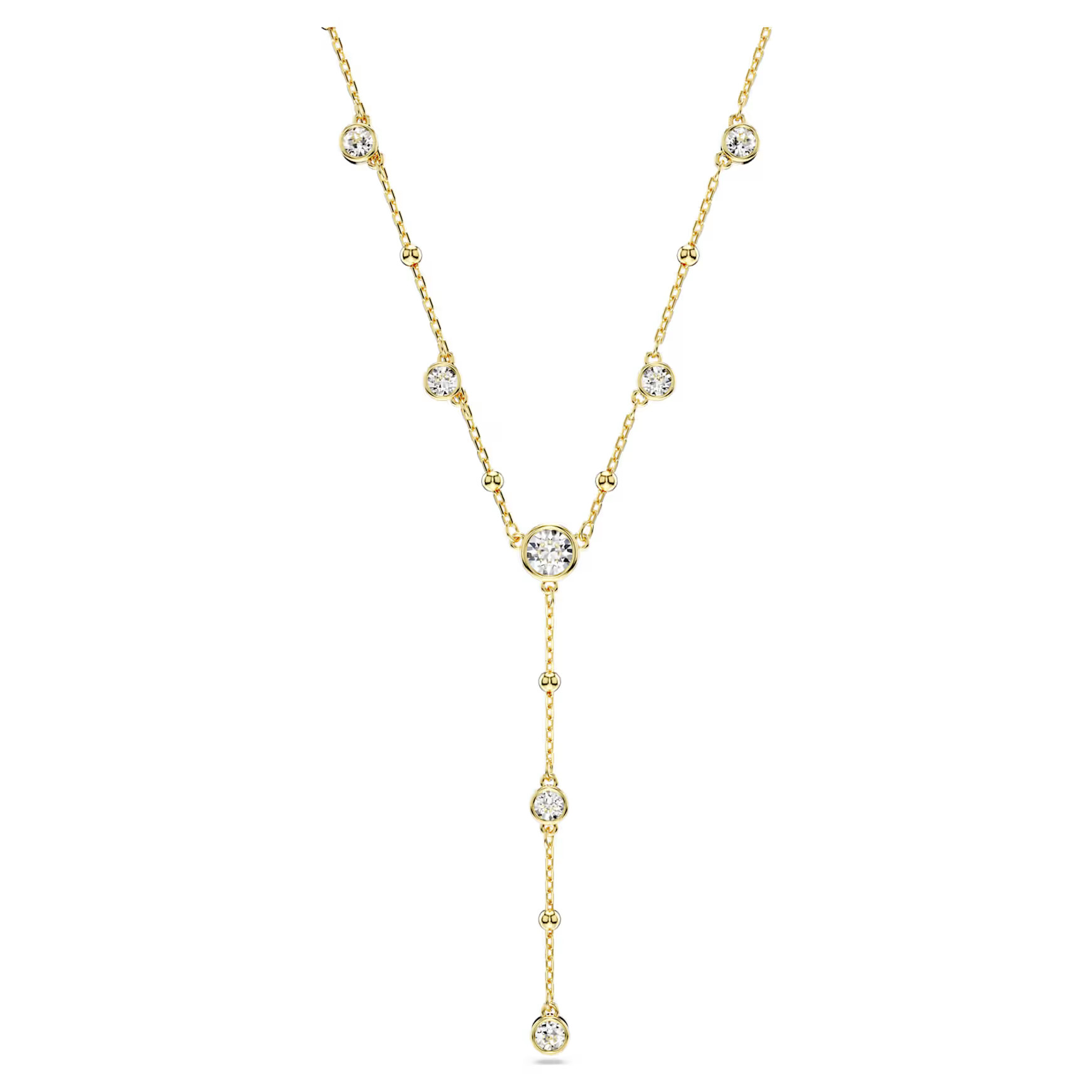 Imber Y necklace, Round cut, White, Gold-tone plated by SWAROVSKI | SWAROVSKI
