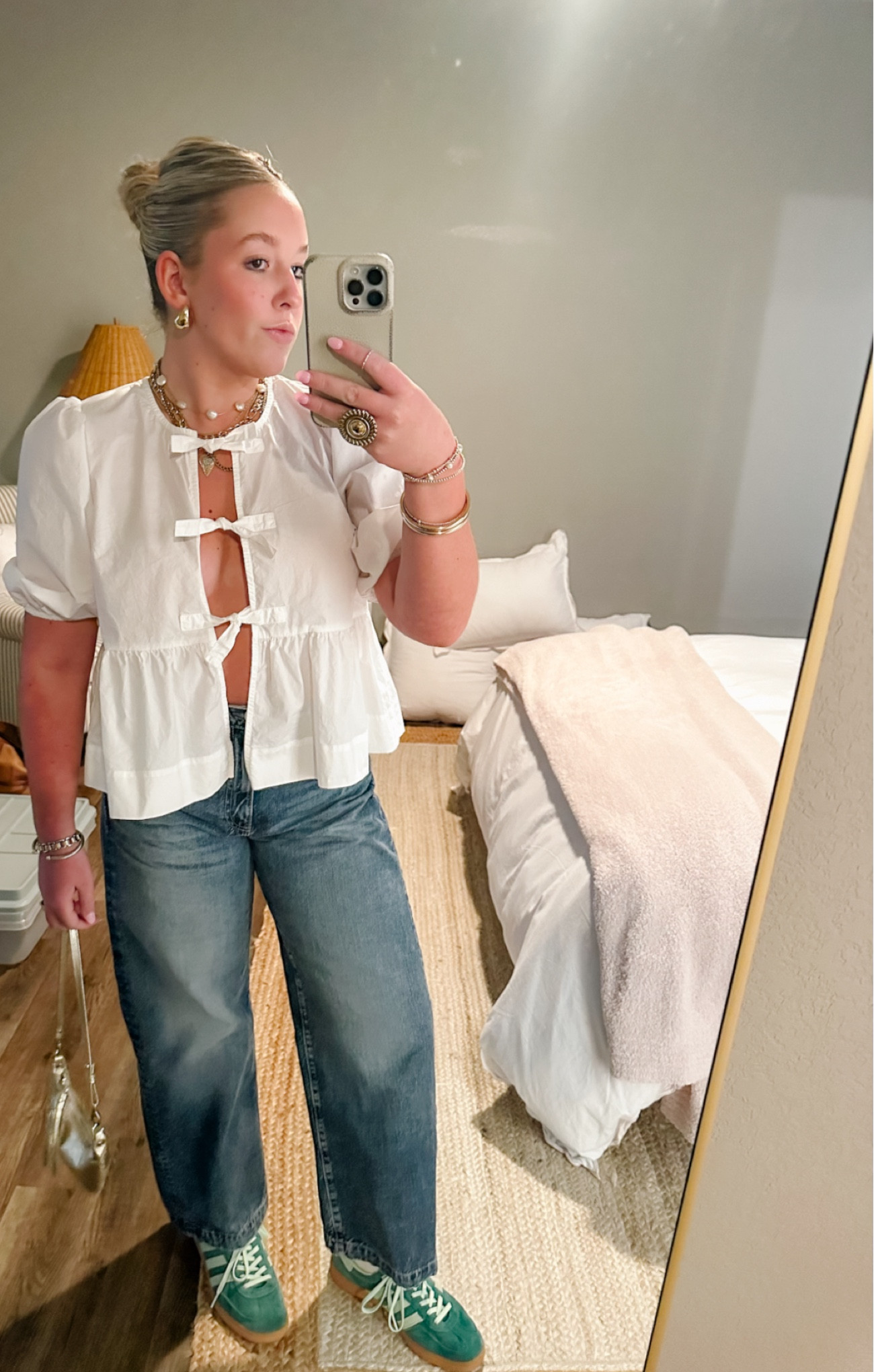 White themed party outfit ! 

Adidas | sneakers | green sneakers | green adidas’s sneakers | Ganni dupe | tie top | barrel jeans | fall jeans | denim | dark denim | fall outfit inspo fall outfits | transition outfit | home decor | fall | bedroom | Halloween | 

#LTKFindsUnder100 #LTKStyleTip #LTKFindsUnder50