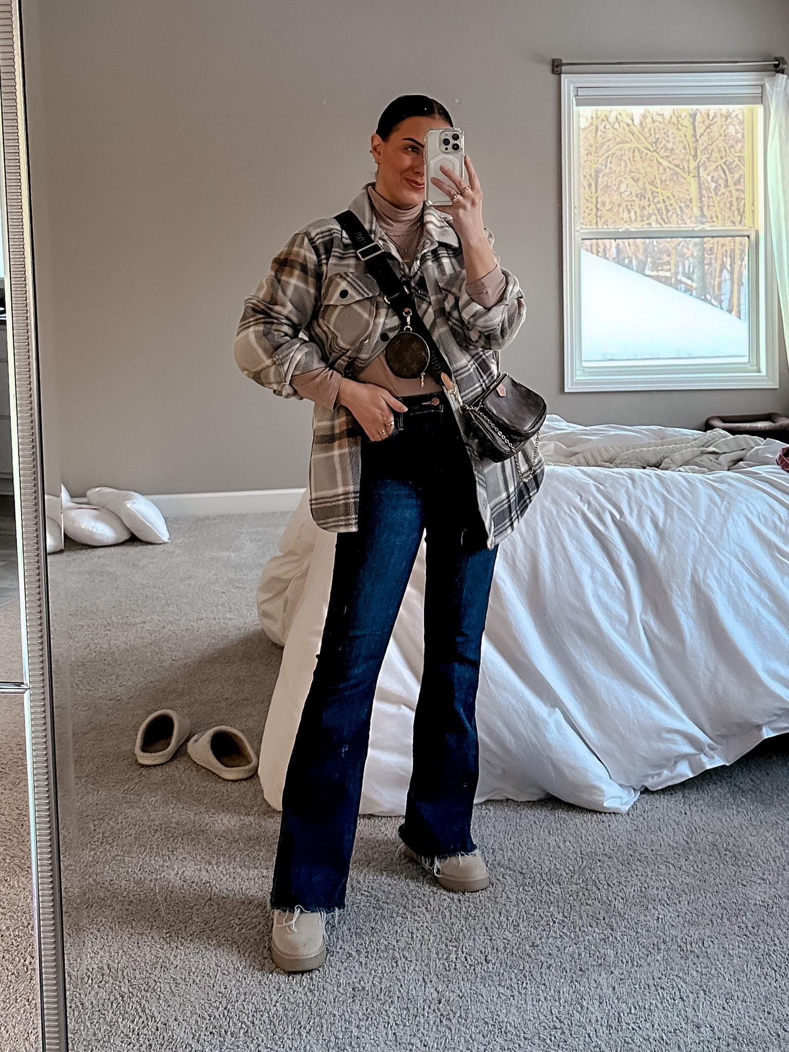 Casual winter outfit! shacket & my boots are both on sale 30-40% off! wearing M turtleneck, s fleece jacket, 28 denim, boots tts 

#flarejeans #springoutfit #waterproofshoes

#LTKsalealert #LTKSeasonal #LTKshoecrush