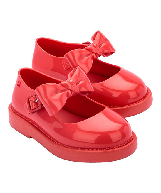 Mini Melissa Girls' Mary Janes RED - Red Patent Bow Blair Bb Mary Jane - Girls | Zulily
