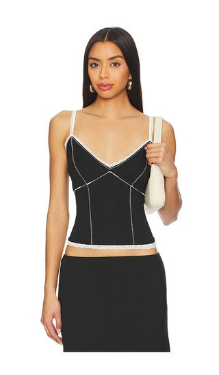 GUIZIO Low Rise Dainty Tank in Black. - size XL | Revolve Clothing (Global)