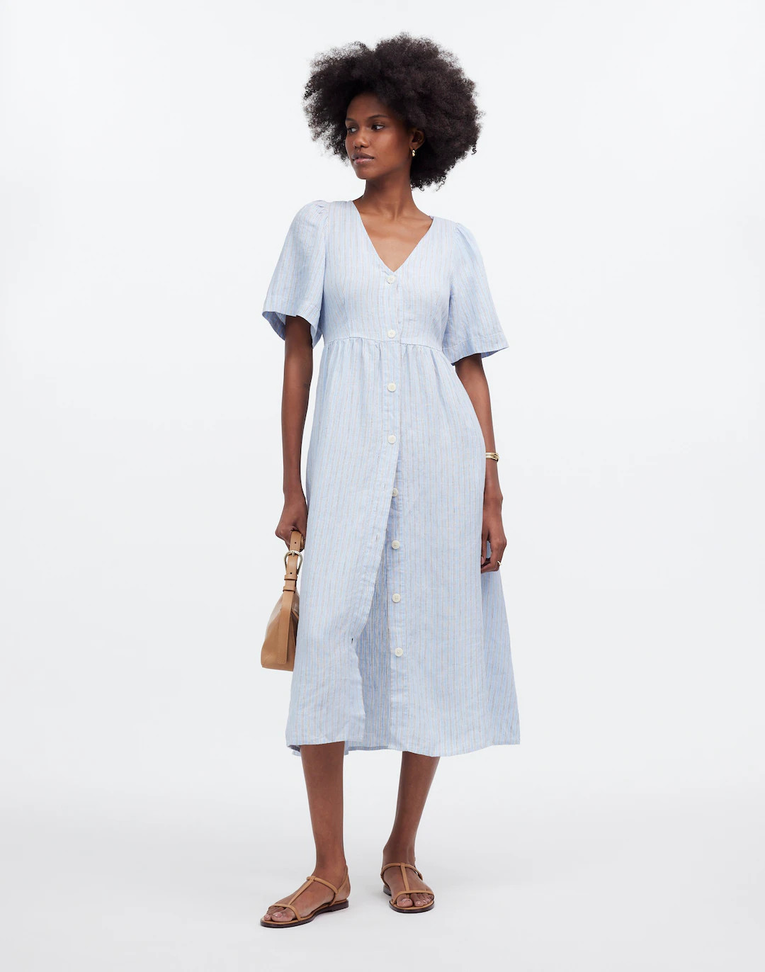 Cassie Button-Front Midi Dress in Linen | Madewell