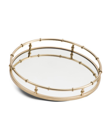 15in Round Bamboo Mirror Tray | TJ Maxx