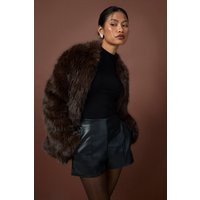 boohoo Women's Faux Leather Tailored Shorts in Black | Size: 2 | boohoo (US & Canada)