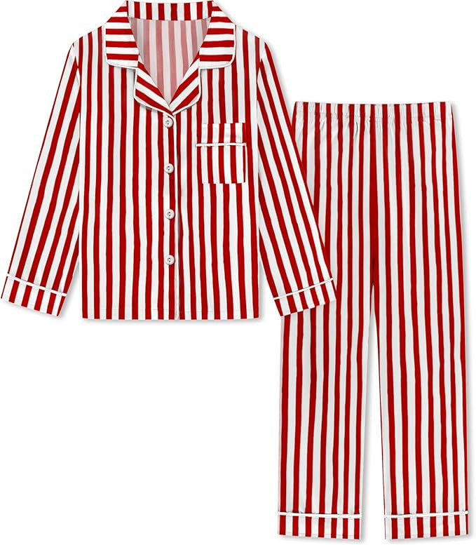 Schbbbta Girls & Womens Satin Pajamas Set, Silk Long Sleeve Nightwear Button-Down Sleepwear, 3 Ye... | Amazon (US)