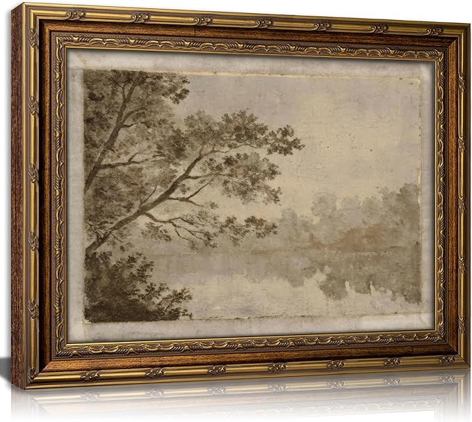 Vintage Gold Framed Canvas Wall Art Farmhouse Landscape Sketches Painting Picture Wall Decor Retr... | Amazon (US)