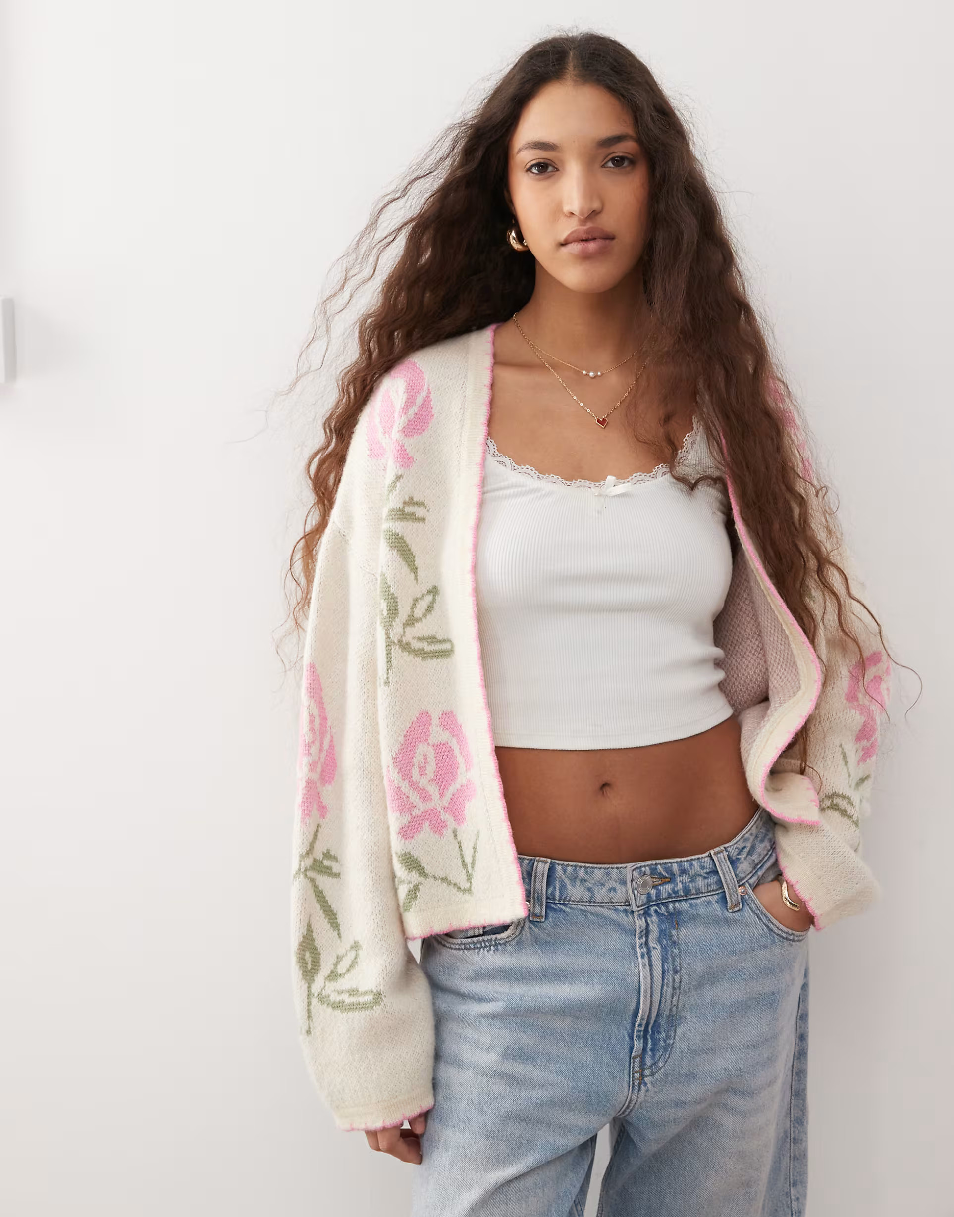 Miss Selfridge floral edge to edge cardigan | ASOS (Global)