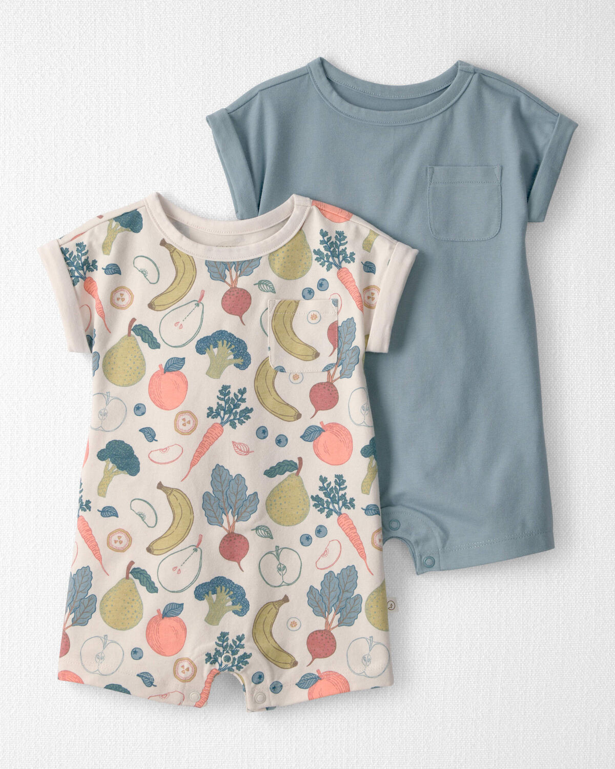 Baby 2-Pack Organic Cotton Rompers in Veggie Fruit Print - Little Planet | Carter's | Carter's Inc